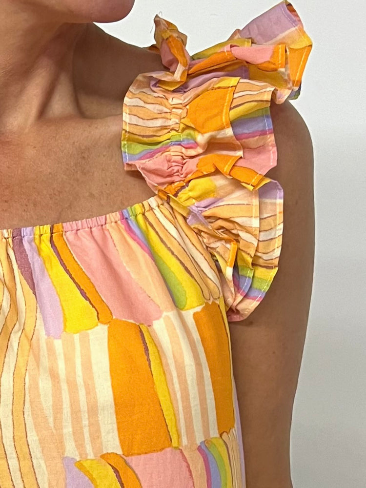 
                  
                    Summertime Sunrise Ruffle Shoulder Top -- FINAL SALE
                  
                