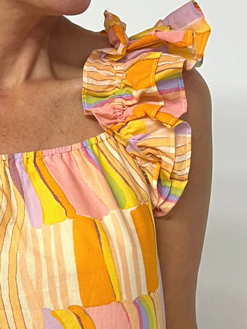 Summertime Sunrise Ruffle Shoulder Top -- FINAL SALE