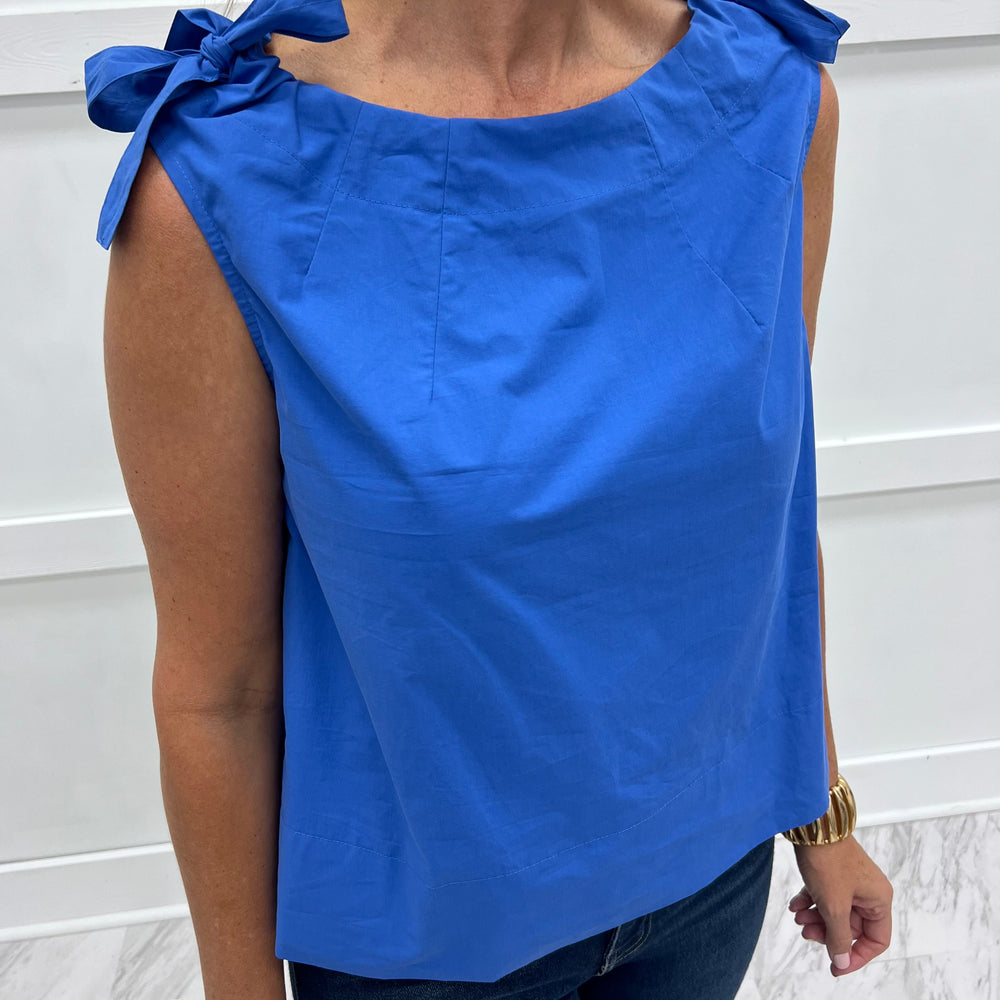 Brilliant Blue Tie Detail Top