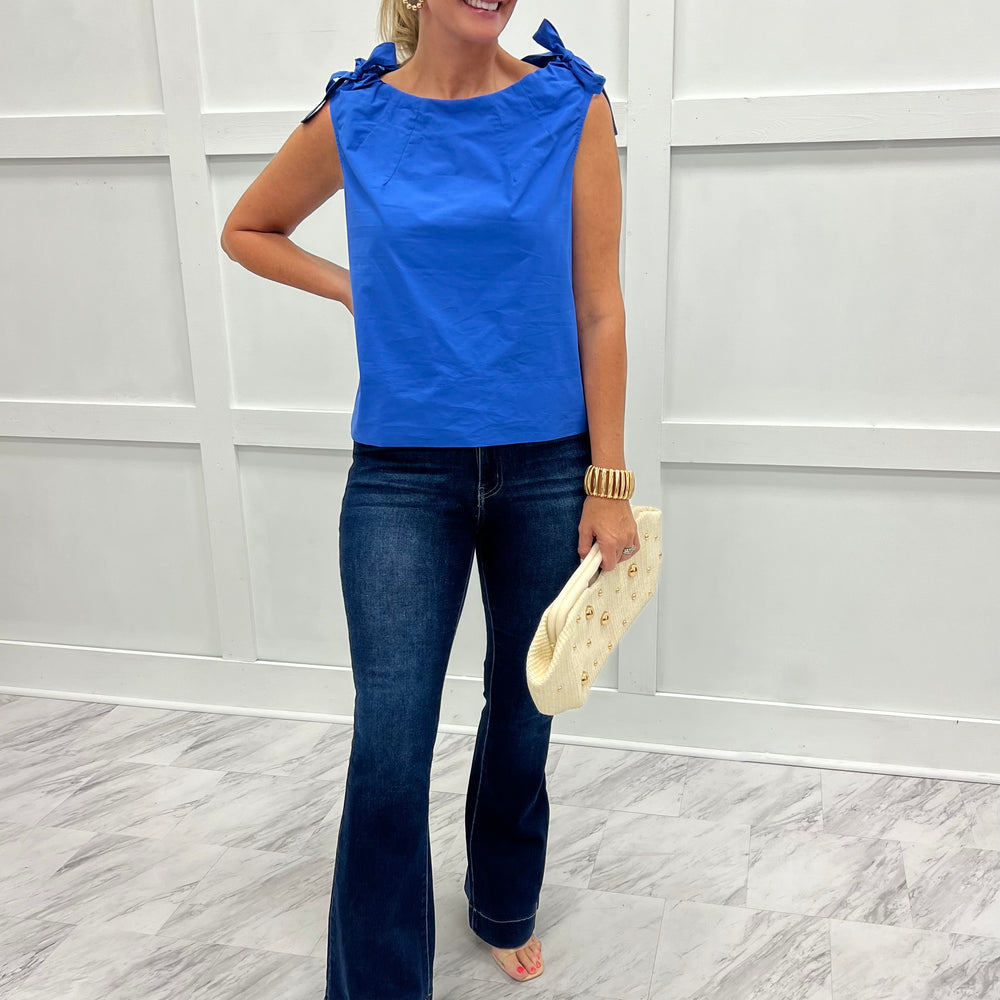 Brilliant Blue Tie Detail Top