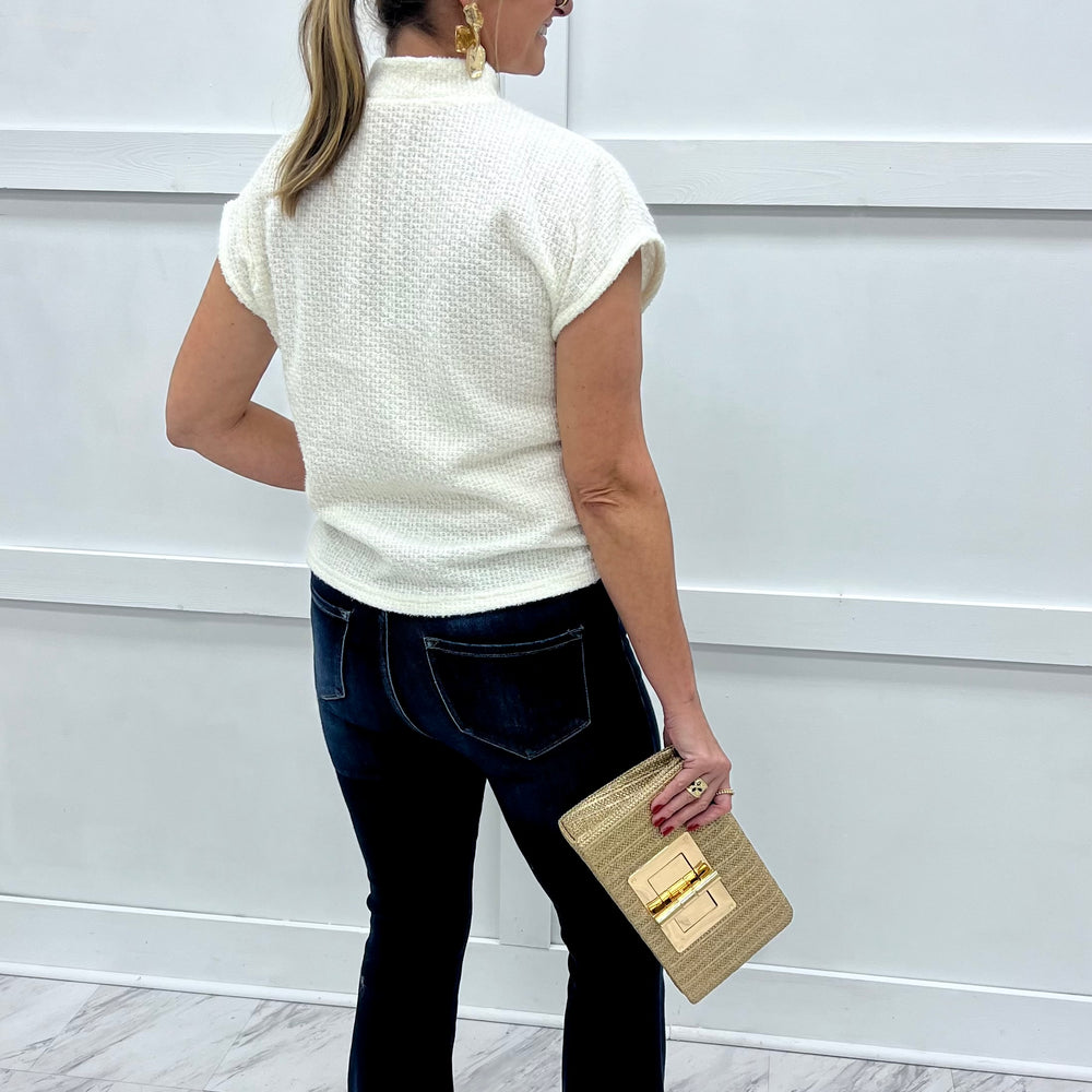 
                  
                    Winter White Gold Button Sweater
                  
                