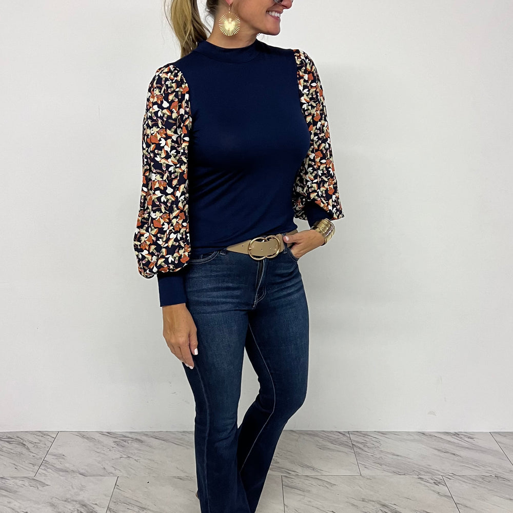 
                  
                    Scout Navy Print Sleeve Top-FINAL SALE
                  
                