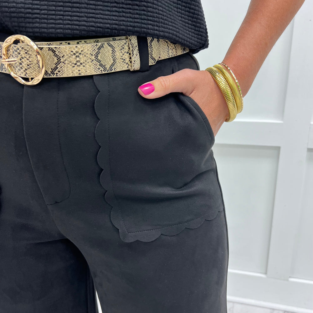 
                  
                    Sierra Suede + Scallop Pants (Black)
                  
                