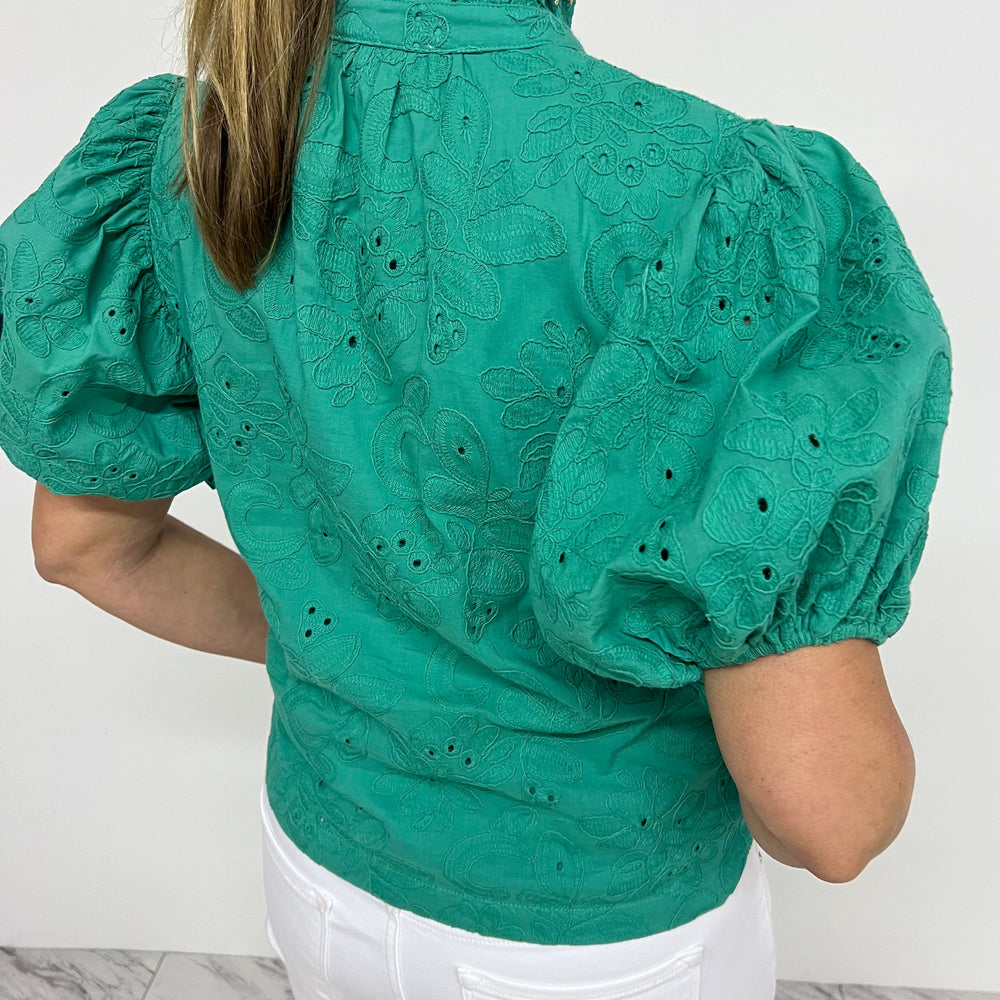 
                  
                    Harmony Green Floral Eyelet Top
                  
                