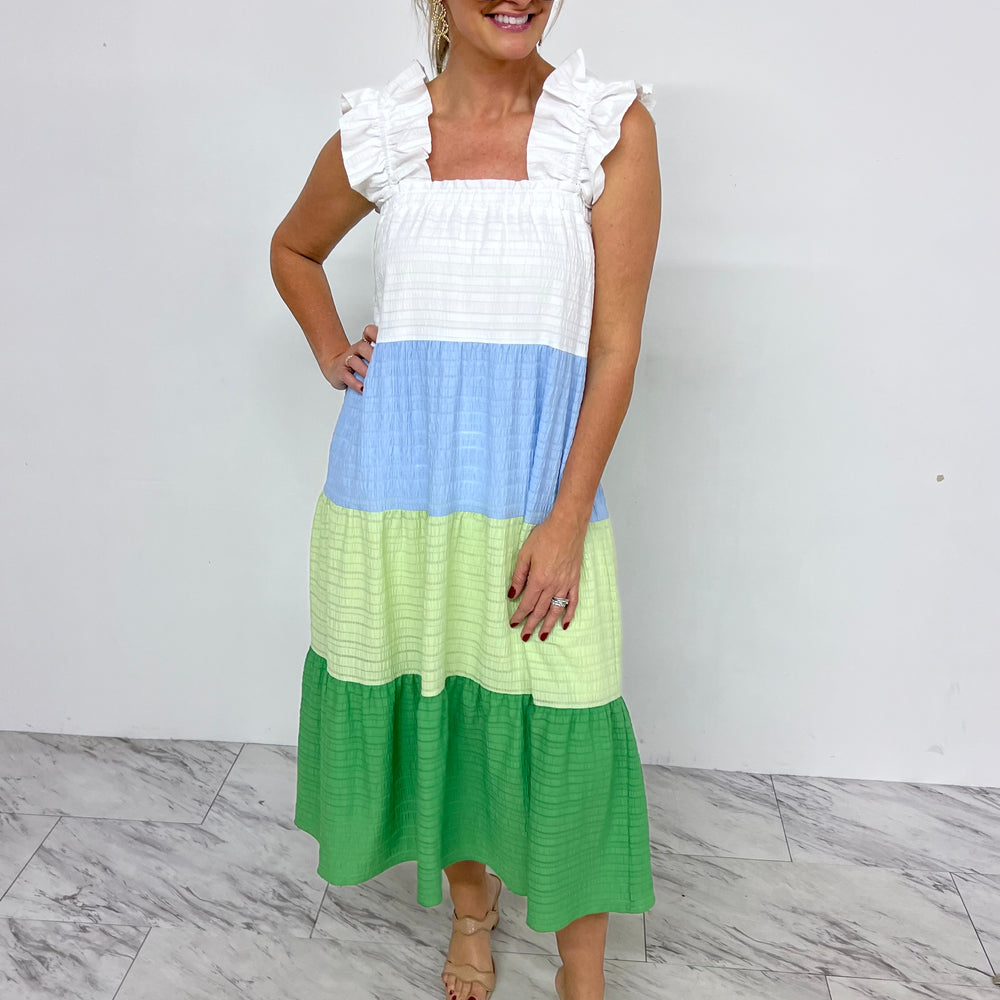 Destiny Colorblock Dress (Green Mix)