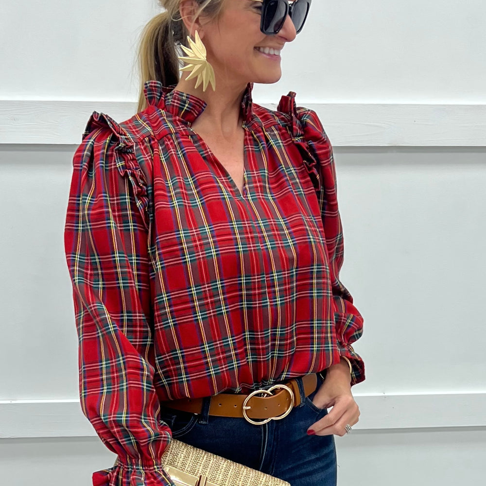 Home For the Holidays Plaid Top