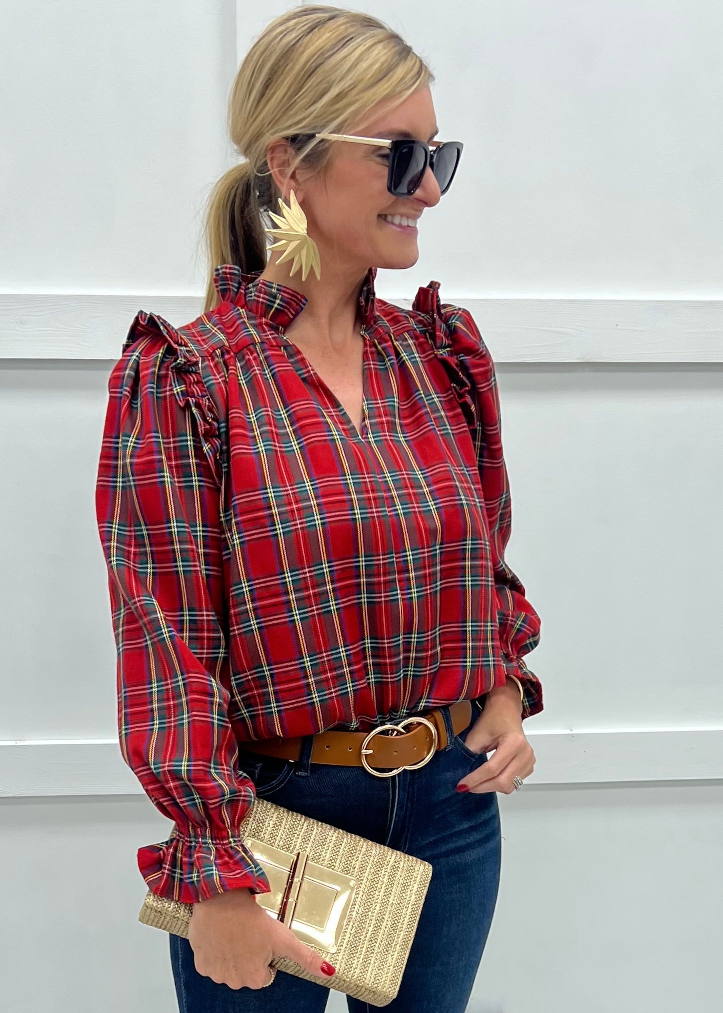 Home For the Holidays Plaid Top