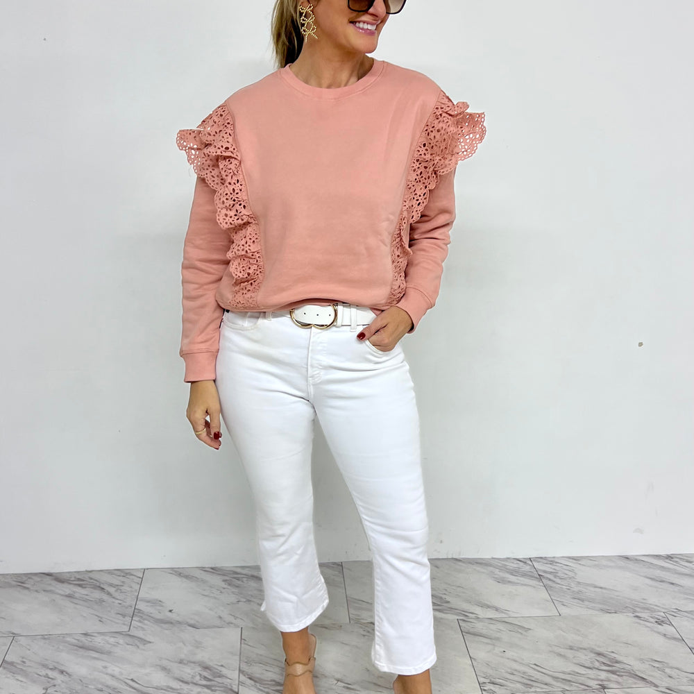 Merritt Eyelet Sweatshirt (Blush)