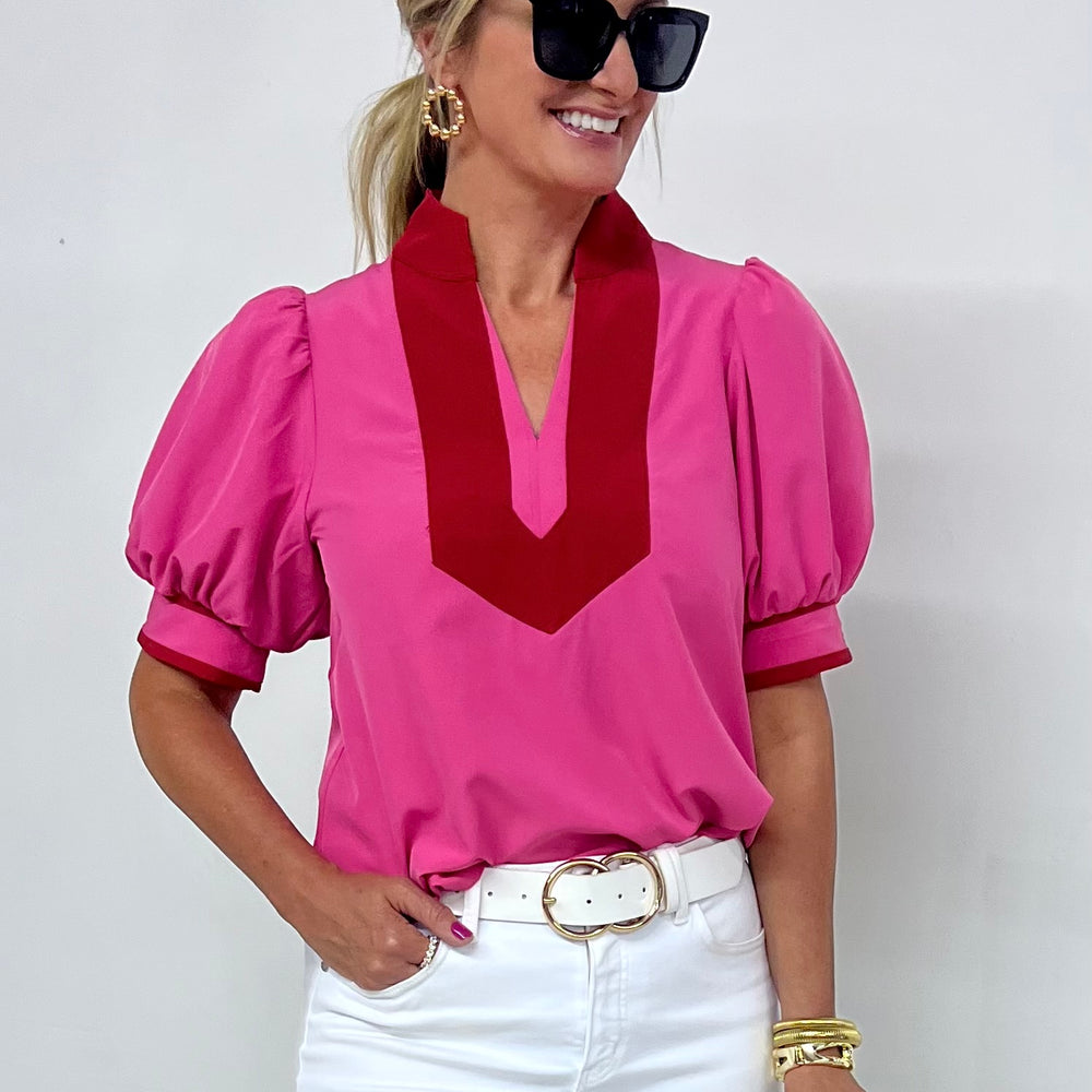 
                  
                    Vale V.Neck Top (Pink)-FINAL SALE
                  
                