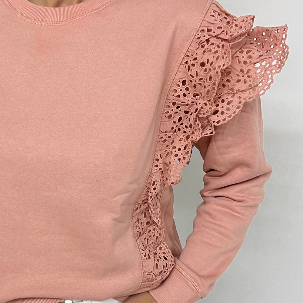 Merritt Eyelet Sweatshirt (Blush)