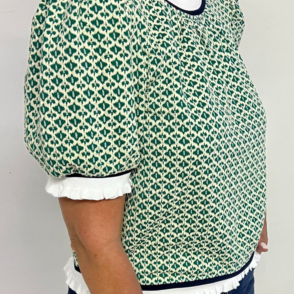 
                      
                        Greta Green Print Short Sleeve Sweater
                      
                    