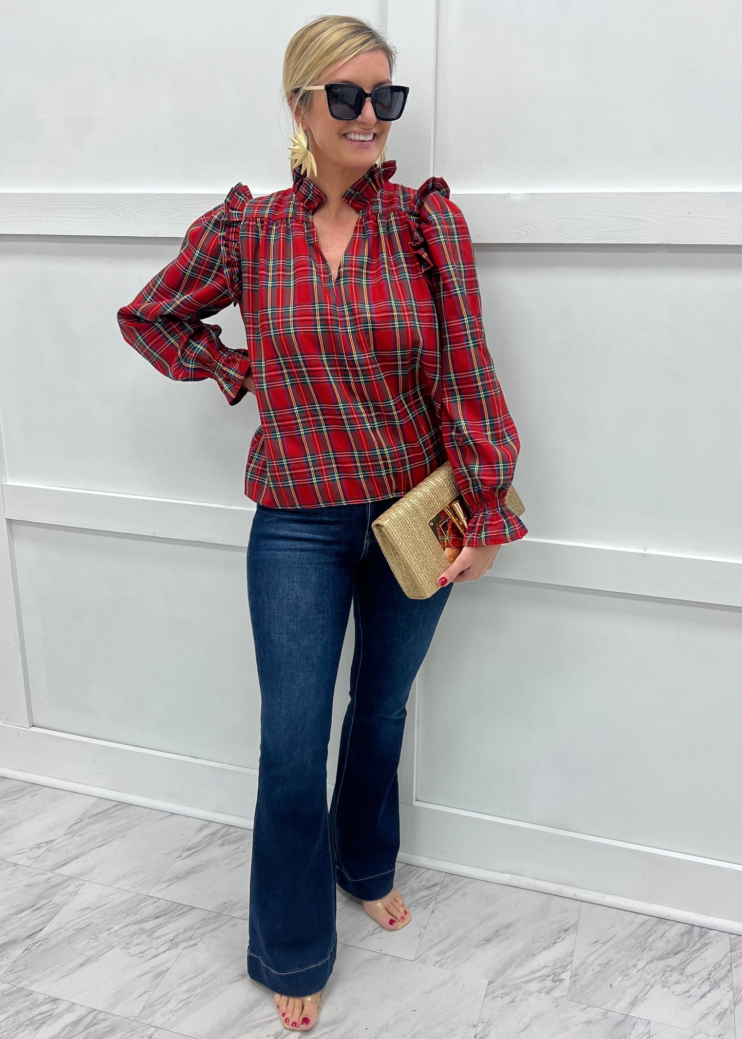 Home For the Holidays Plaid Top