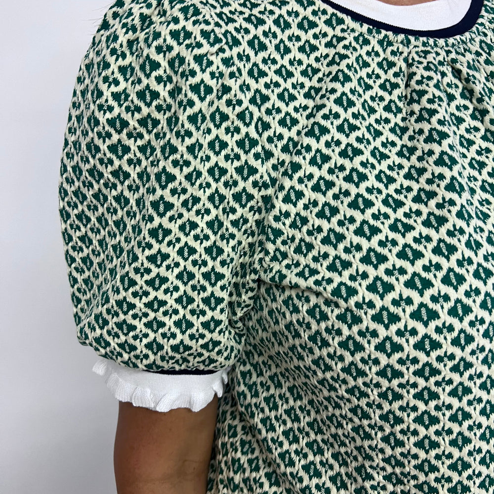 Greta Green Print Short Sleeve Sweater