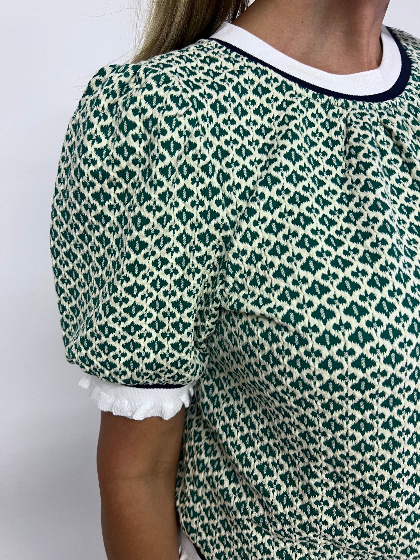 Greta Green Print Short Sleeve Sweater