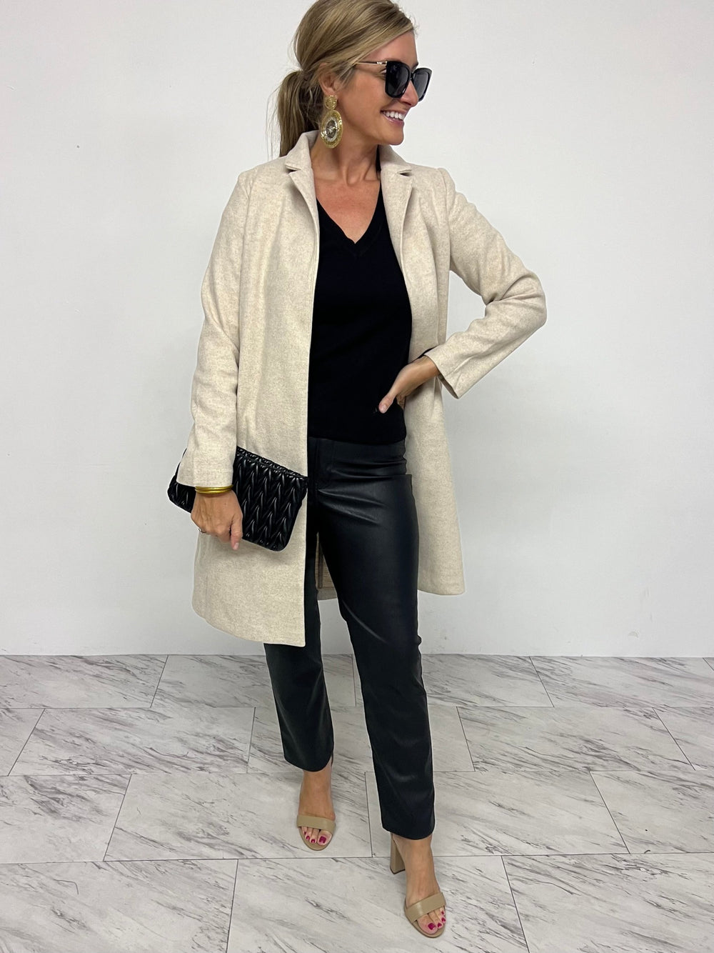 Collins Open Front Coat (Sand) - FINAL SALE