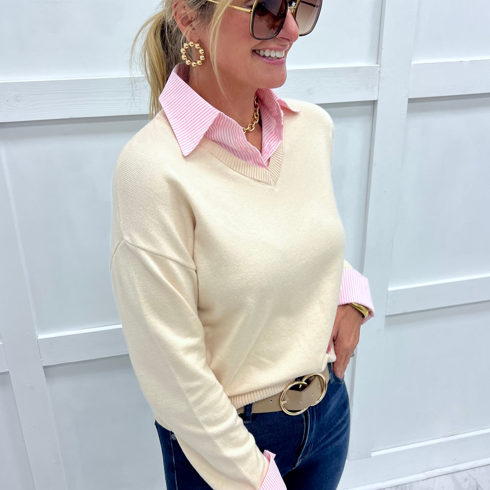 
                  
                    Perfectly Preppy Collar Sweater (Cream)
                  
                