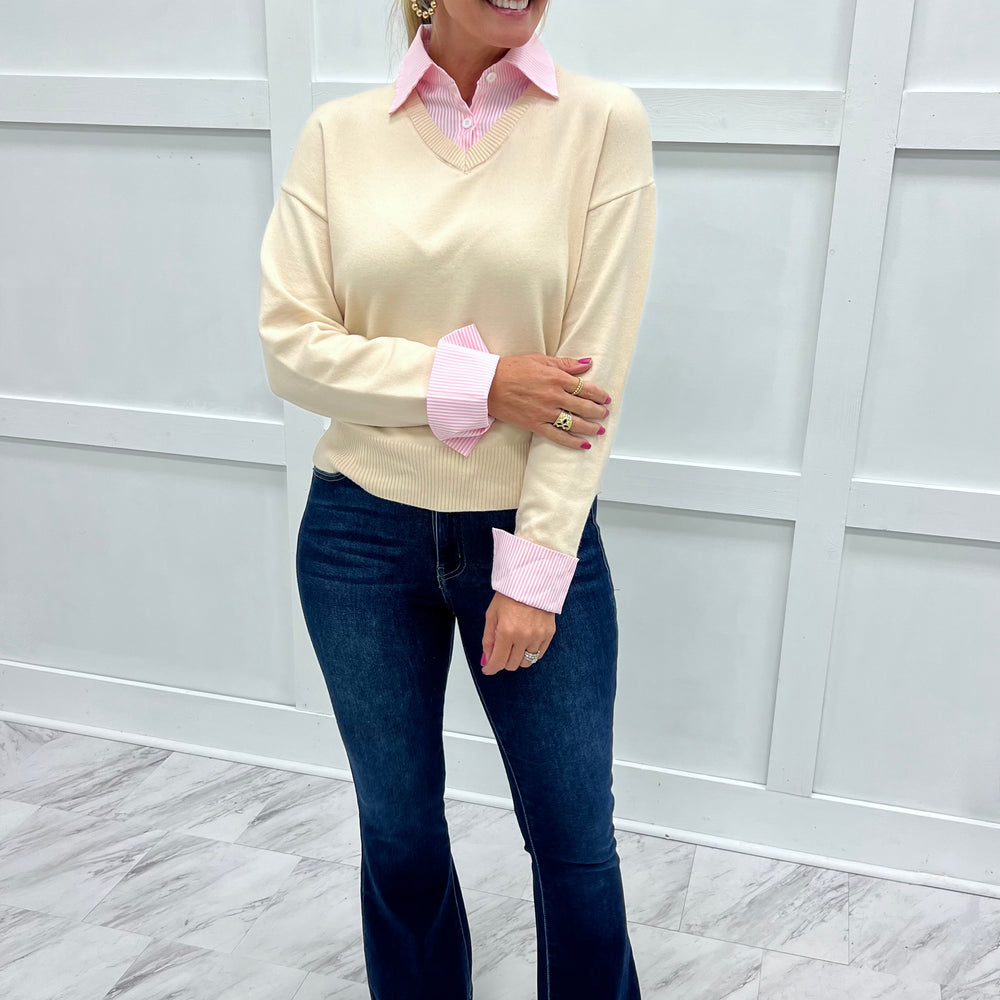 
                  
                    Perfectly Preppy Collar Sweater (Cream)
                  
                