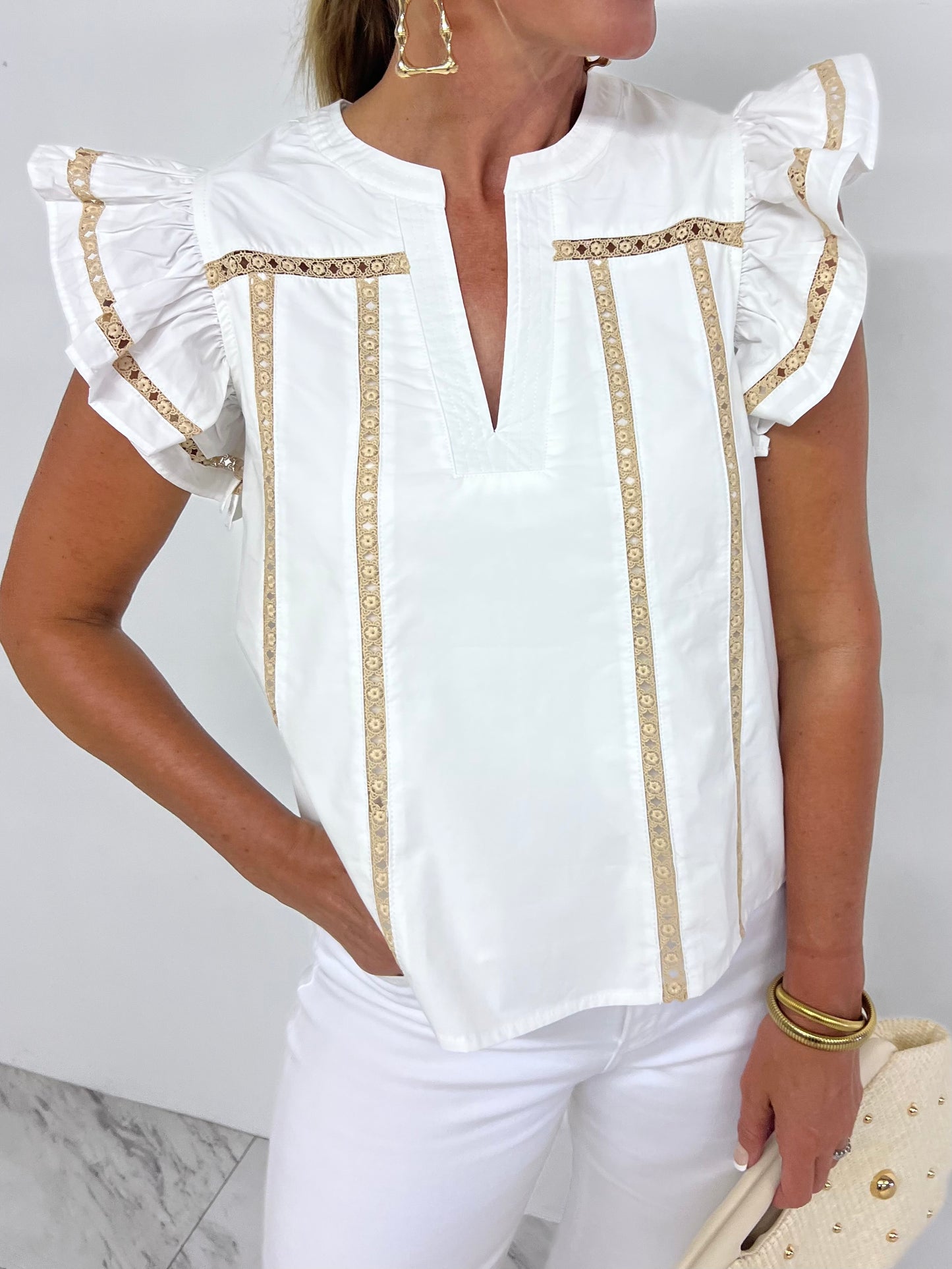 Langston Lace Trim Top-FINAL SALE