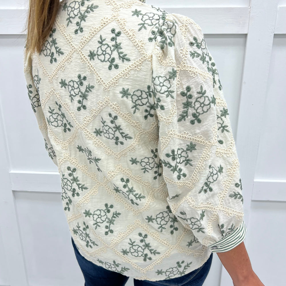 
                  
                    Covington Embroidered + Stripe Top
                  
                