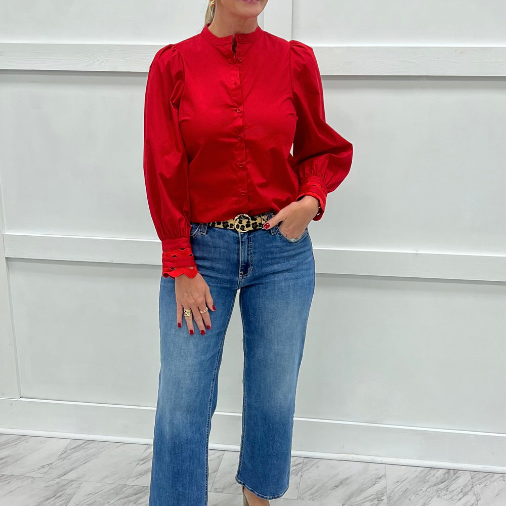 Avenue Red Button Up Top