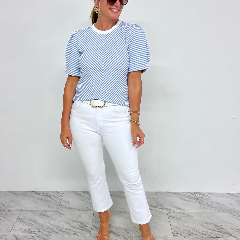 Caspian Herringbone Stripe Top (blue)