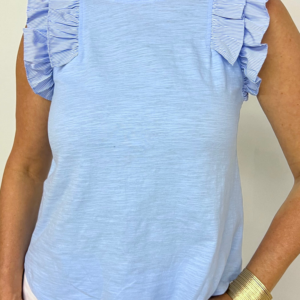 Sea Island Blue + Ruffle Top