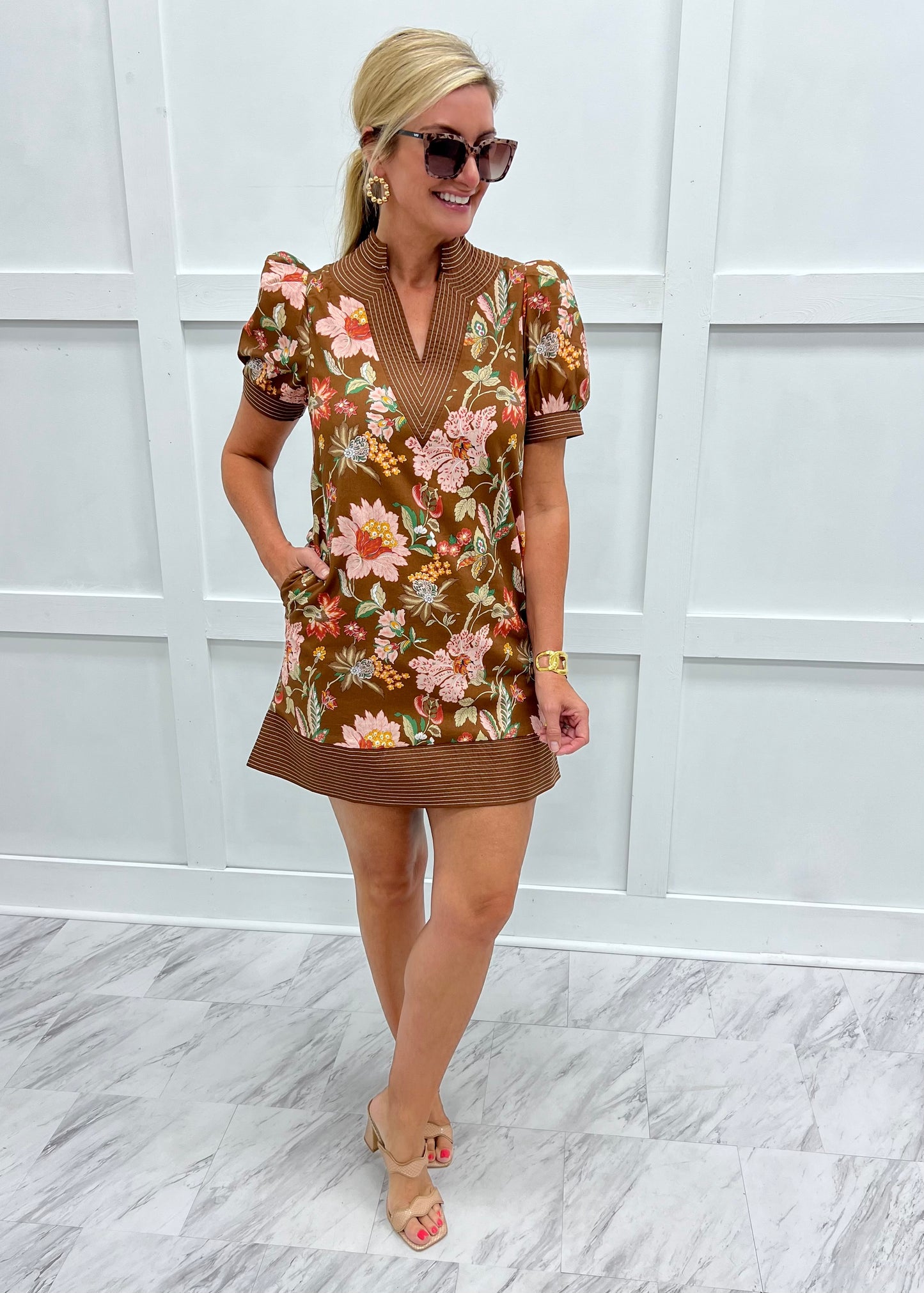 Katherine Print V.Neck Dress