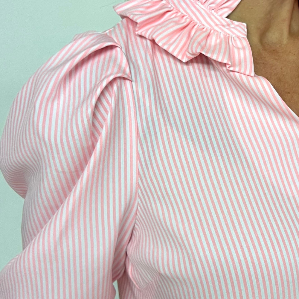 Gramercy Pink Stripe + Collar Top