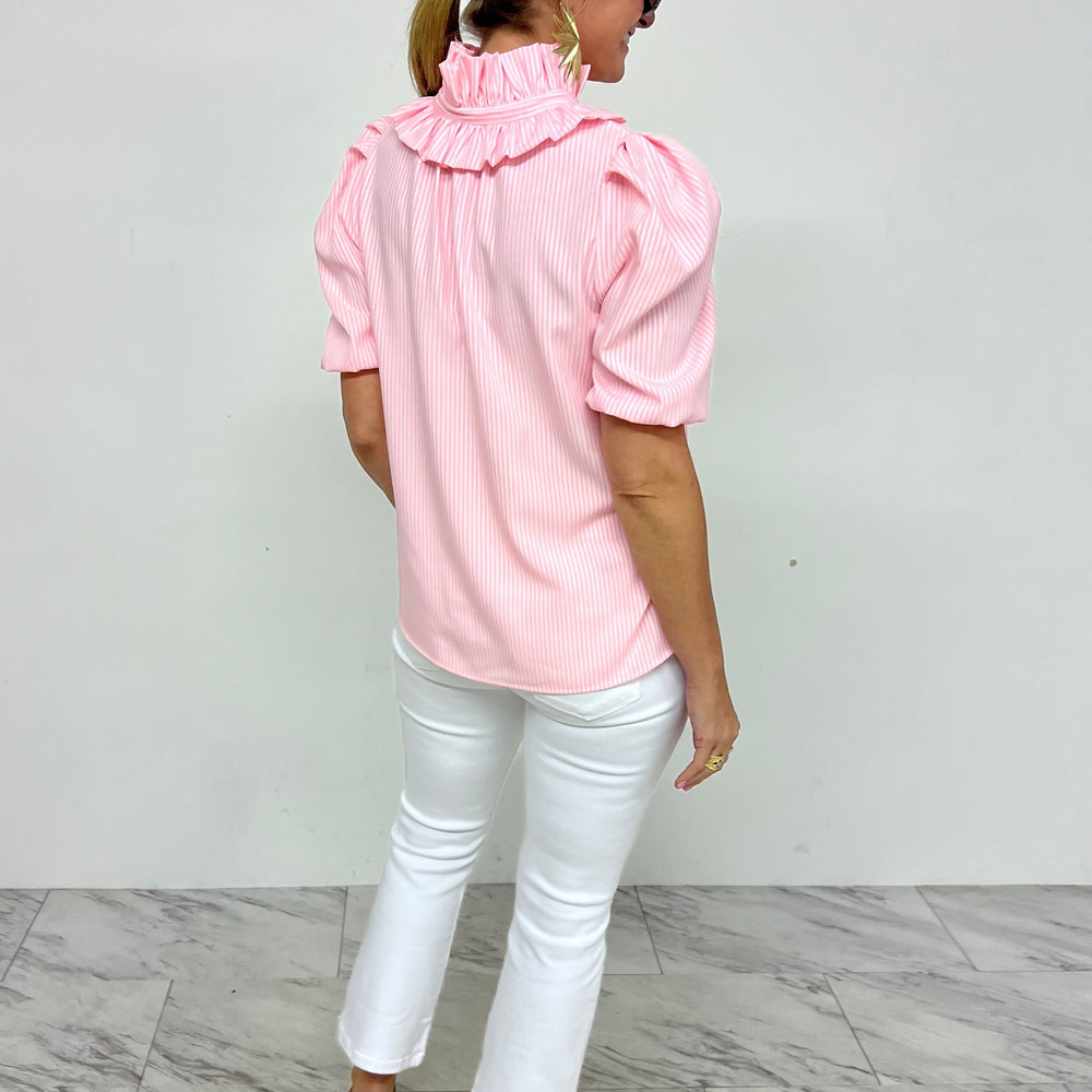 
                  
                    Gramercy Pink Stripe + Collar Top
                  
                