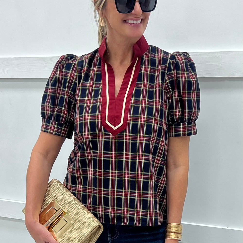 
                  
                    Season To Celebrate Plaid Top
                  
                