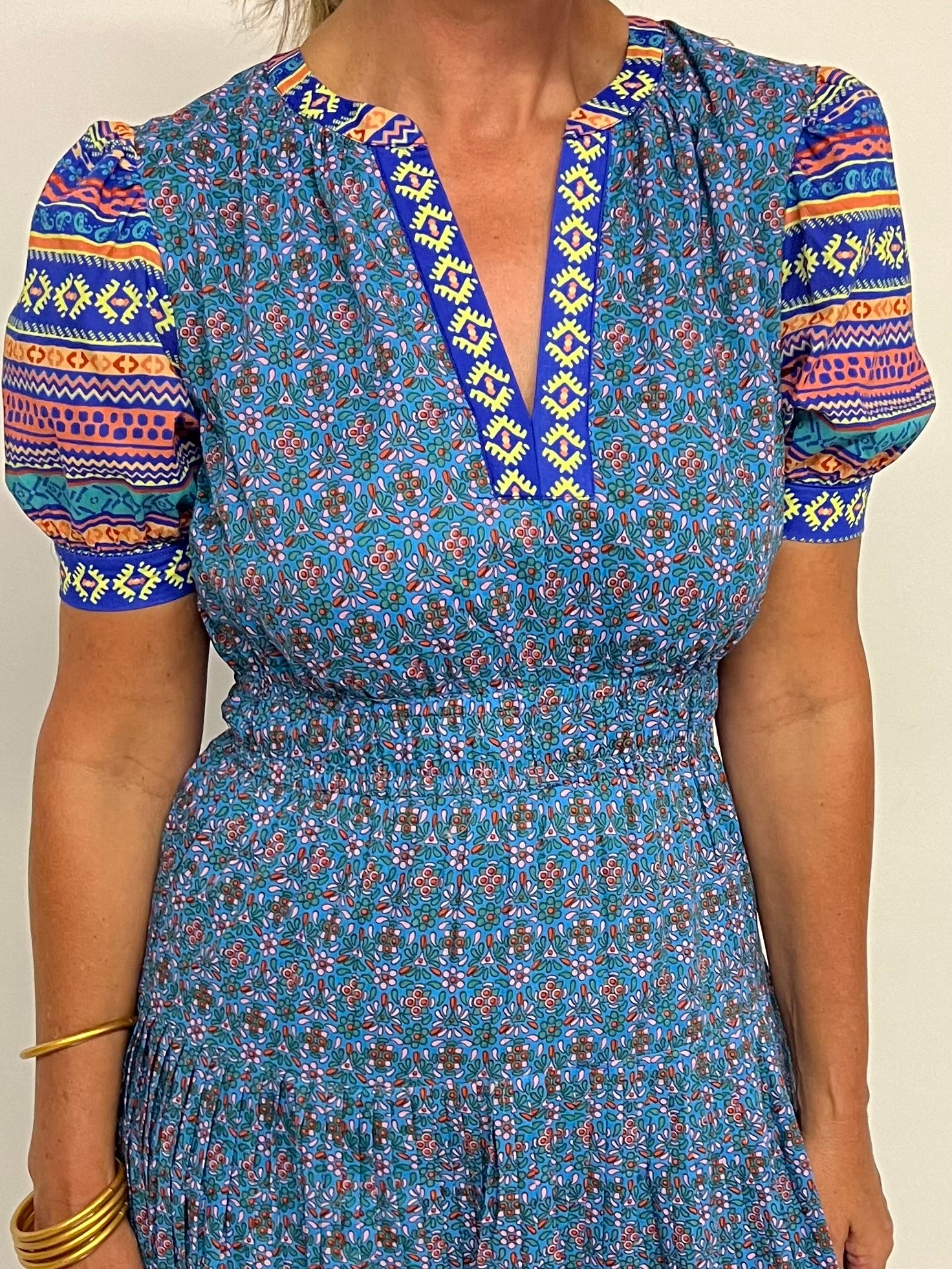 Mya Mix Midi Dress (Blue) - FINAL SALE – shop chartreuse