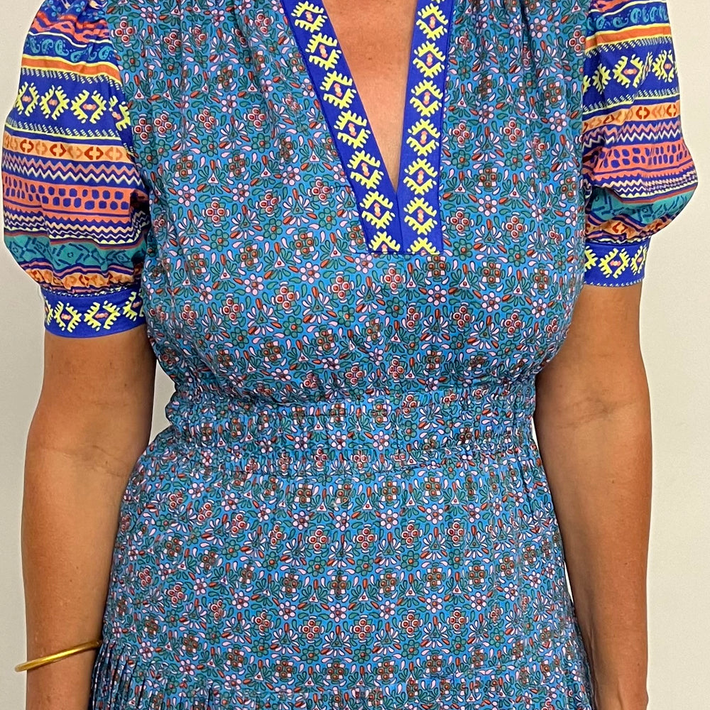 
                  
                    Mya Mix Midi Dress (Blue) - FINAL SALE
                  
                