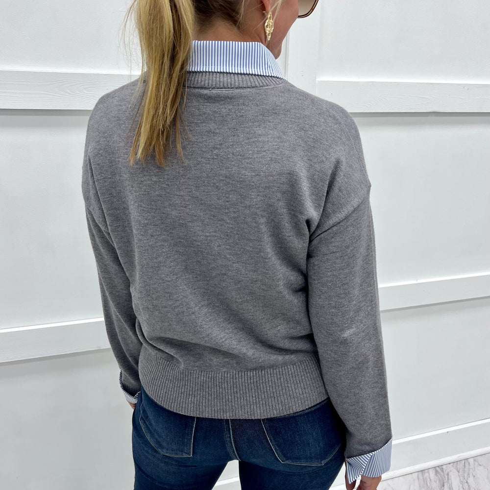
                  
                    Perfectly Preppy Collar Sweater (Grey)
                  
                