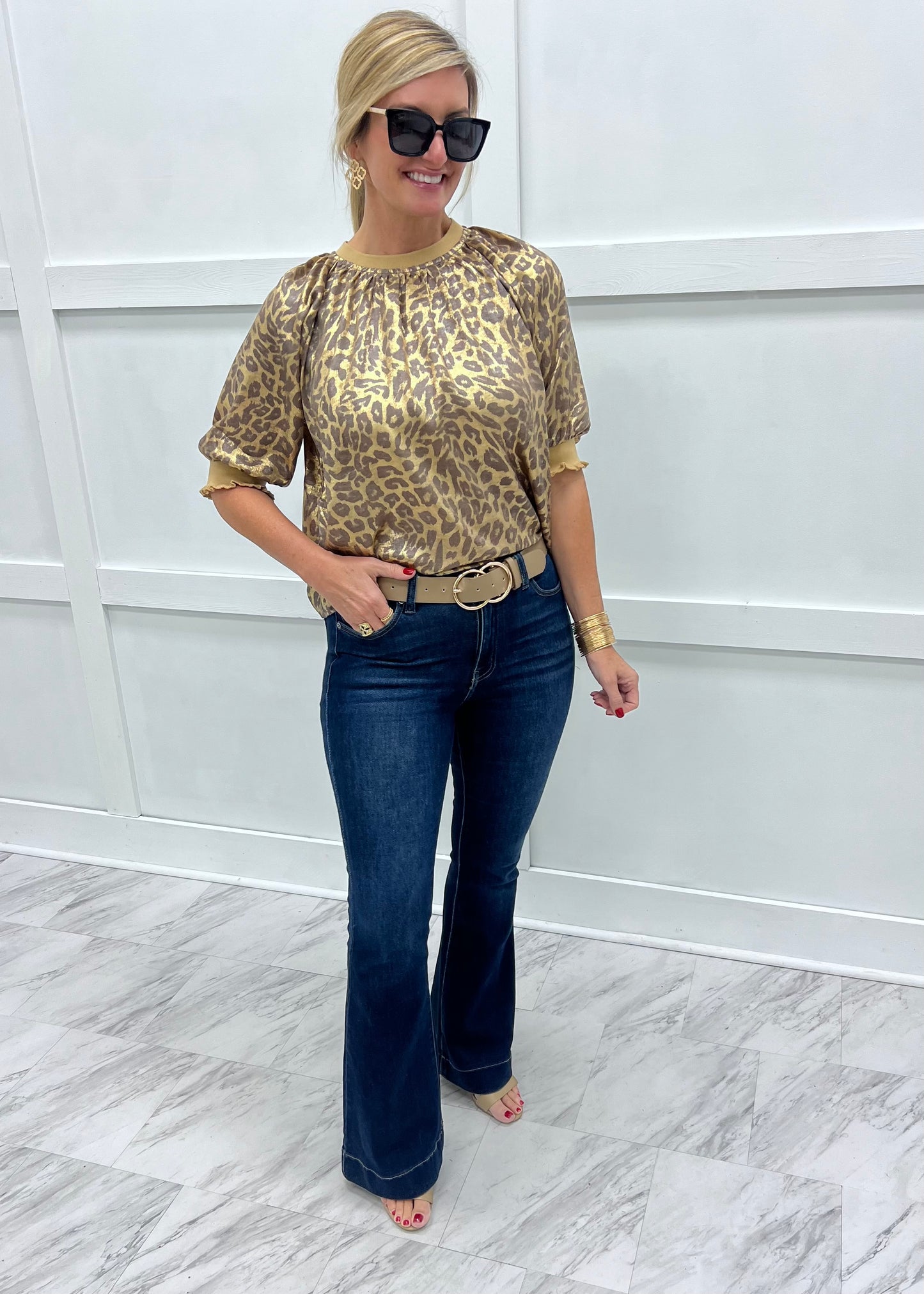 Forever Metallic Animal Print Top