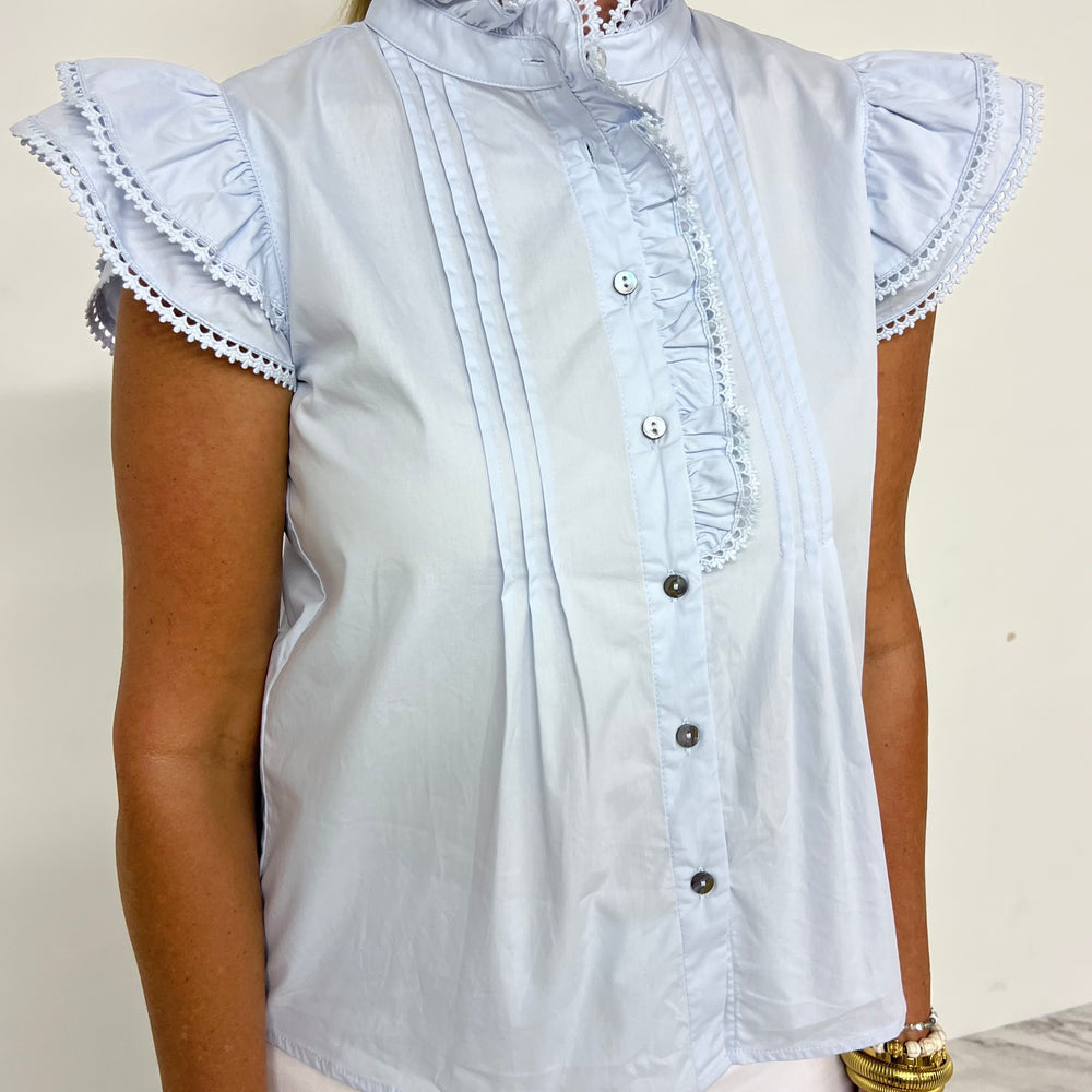 Skyla Blue Ruffle Detail Top-FINAL SALE