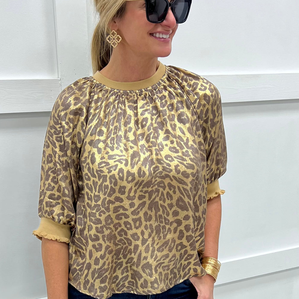 Forever Metallic Animal Print Top