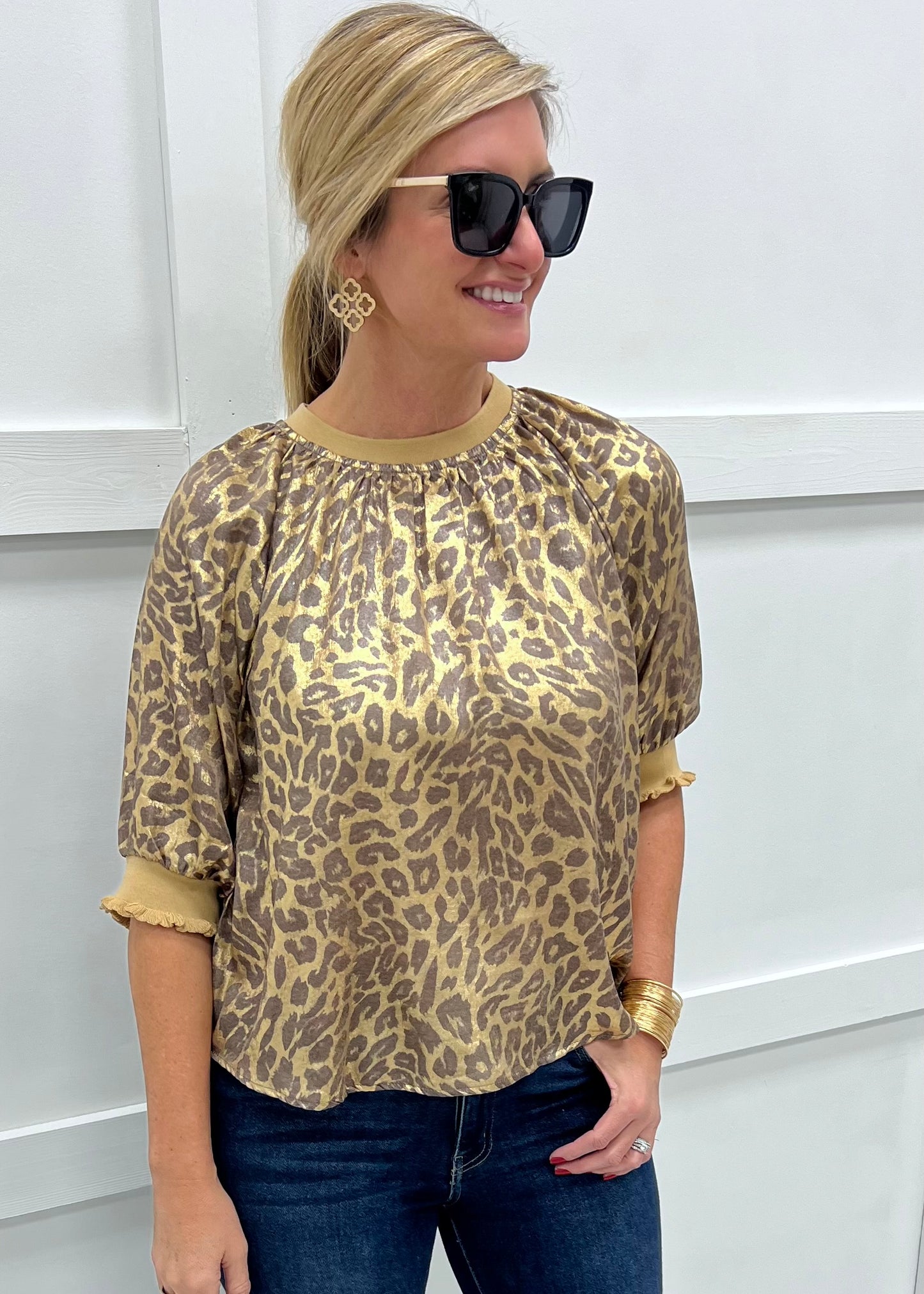 Forever Metallic Animal Print Top