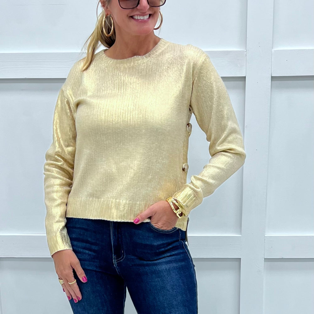 Mystic Gold Button Side Sweater