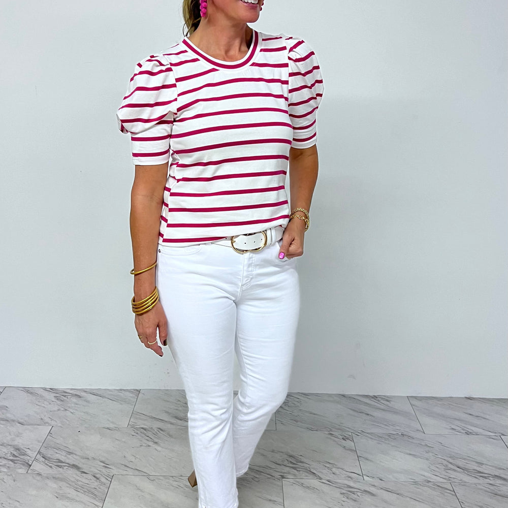 
                  
                    Pippa Puff Sleeve Stripe Top (Pink) - FINAL SALE
                  
                