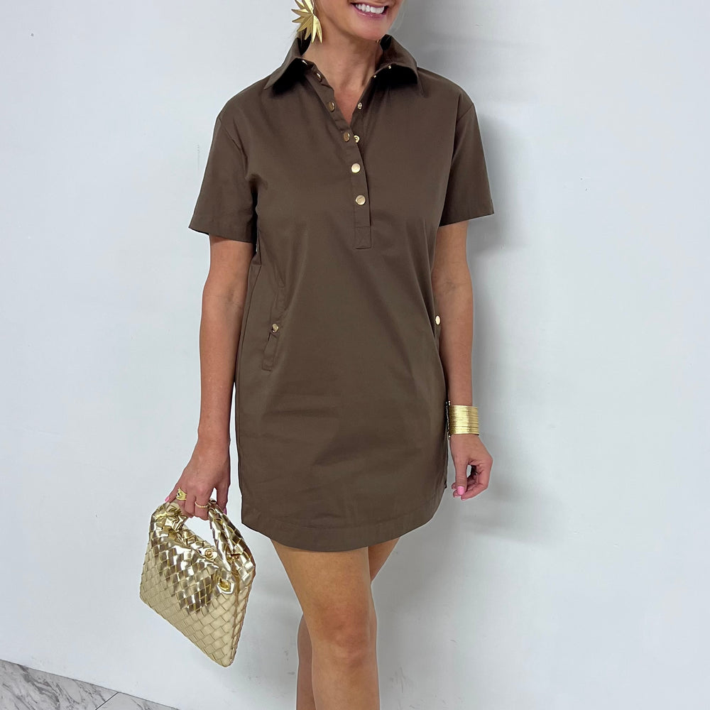 
                  
                    Espresso Collar + Button Dress
                  
                