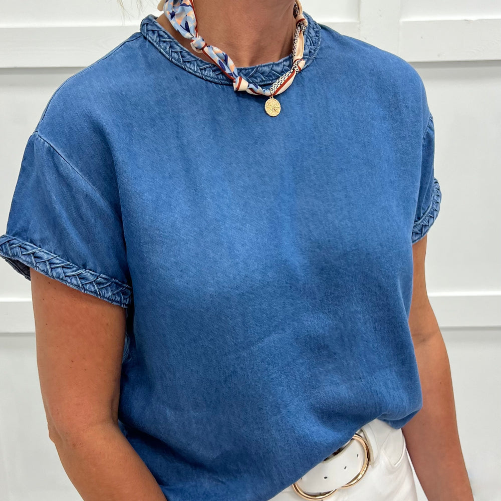 
                  
                    The Weston Denim Braid Top
                  
                