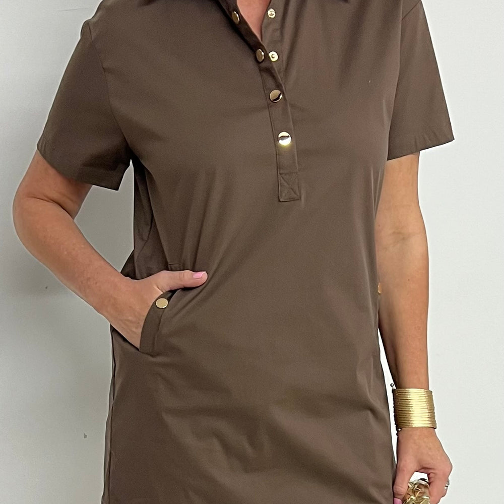 
                  
                    Espresso Collar + Button Dress
                  
                