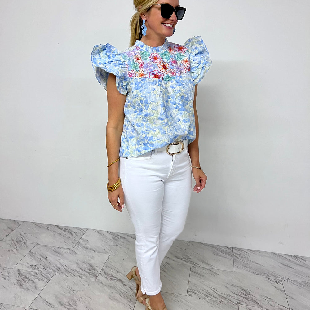 Floral Meadow Embroidered Top - FINAL SALE