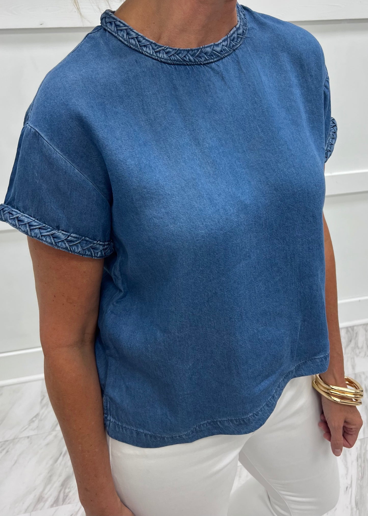 The Weston Denim Braid Top
