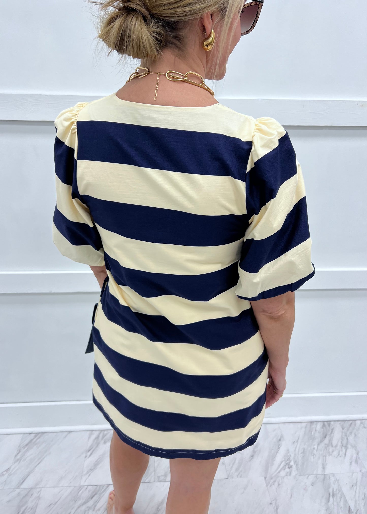 Seaside Stripe Dress (Navy)-FINAL SALE – shop chartreuse