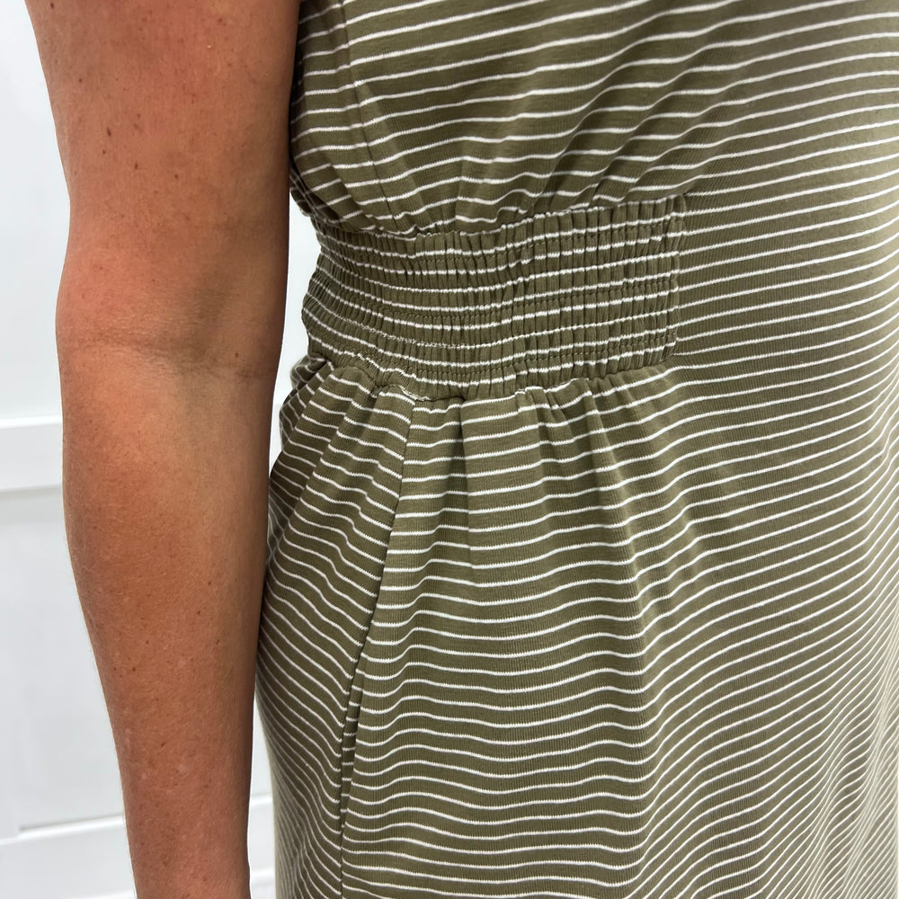Every Moment Olive Stripe Dress