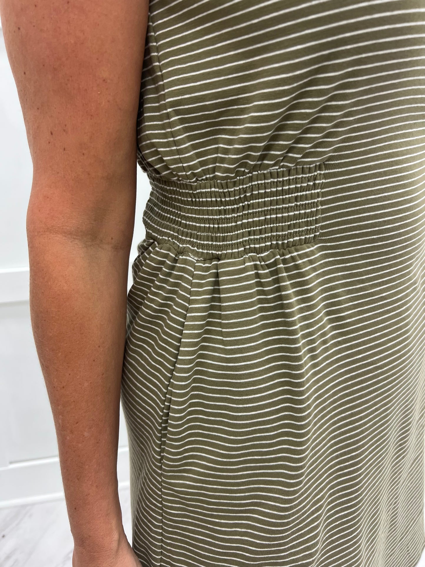 Every Moment Olive Stripe Dress