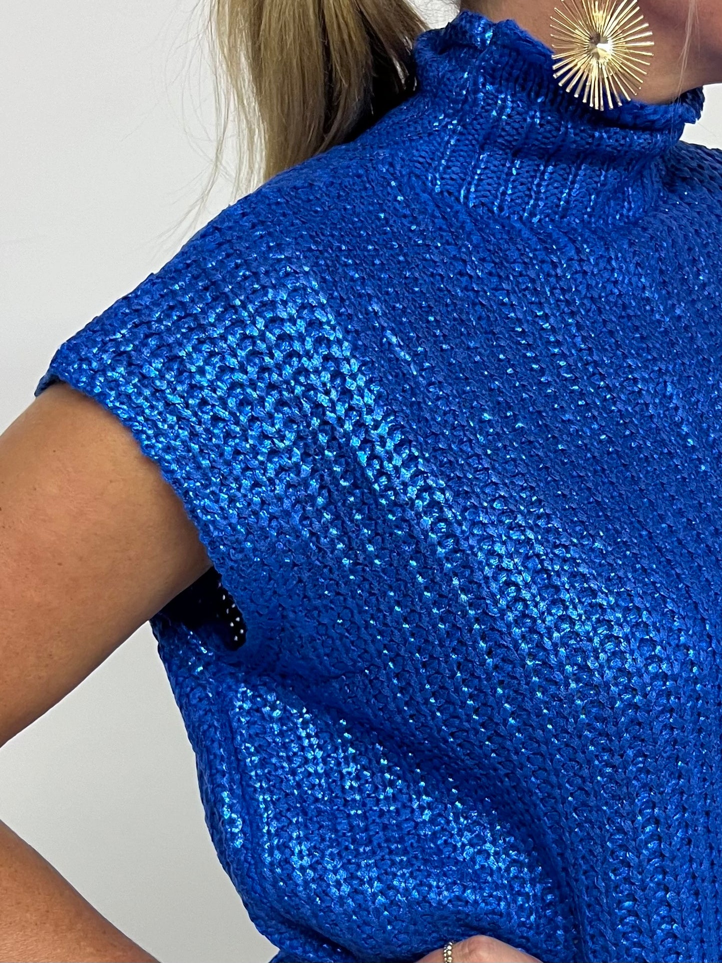 Mystic Blue Short Sleeve Sweater