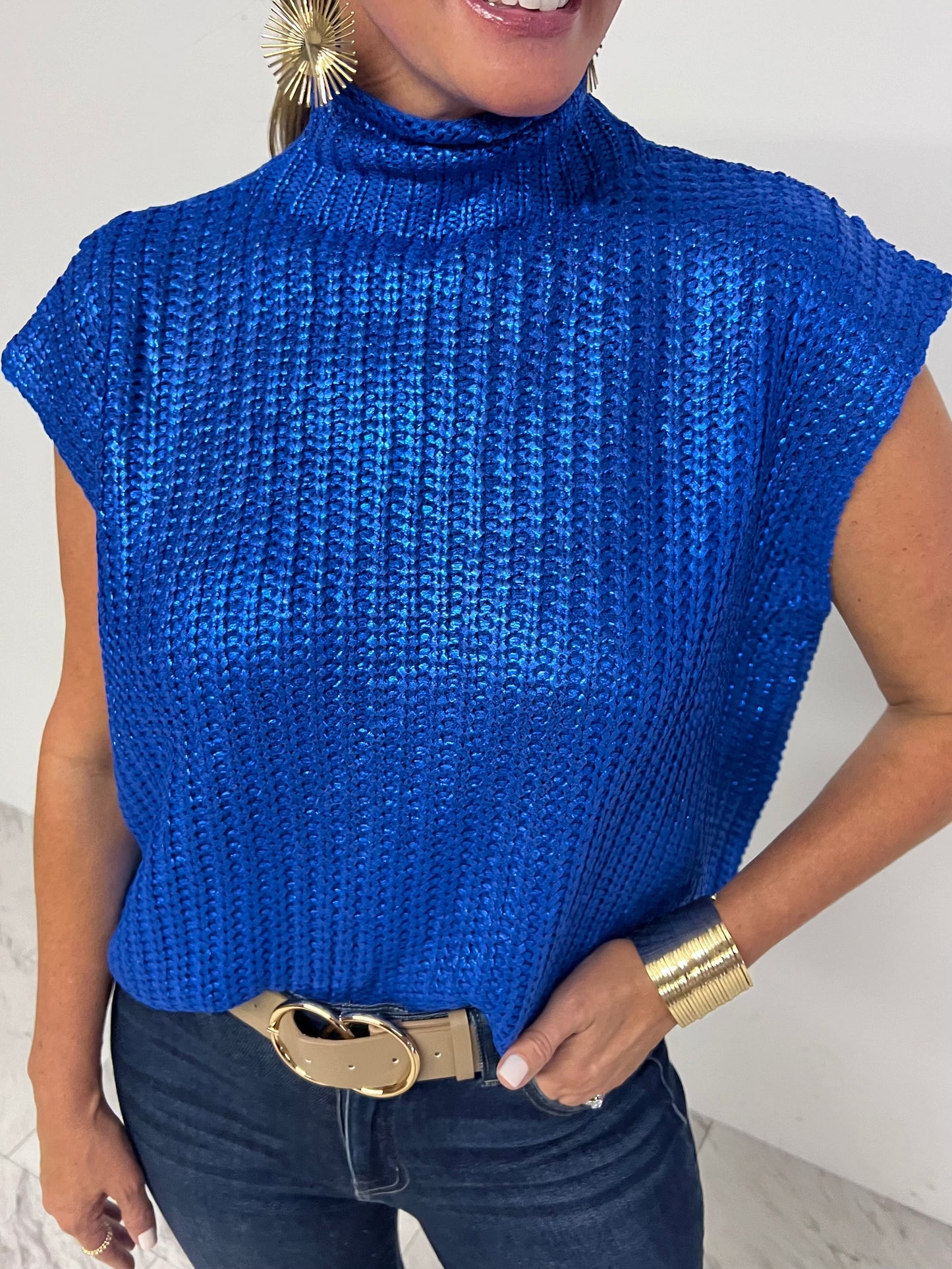 Mystic Blue Short Sleeve Sweater