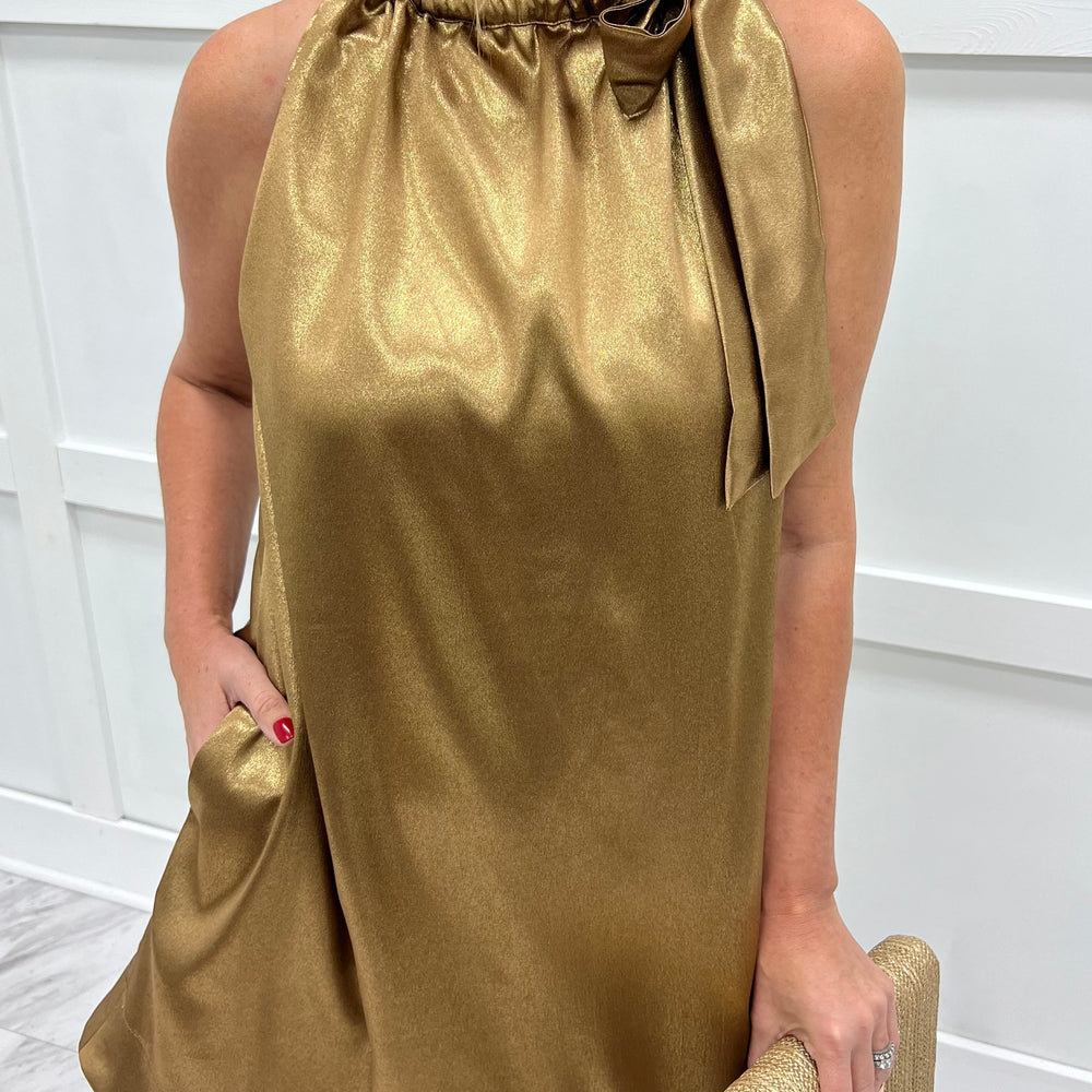 Modern Glam Shimmer Dress (Gold)